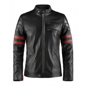 Hybrid Cafe Racer Black Leather Jacket