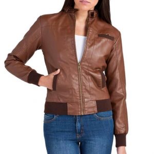 Bendy Women Bomber Leather Jacket