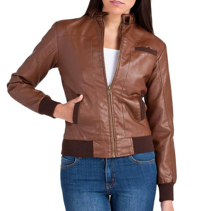 Bendy Women Bomber Leather Jacket