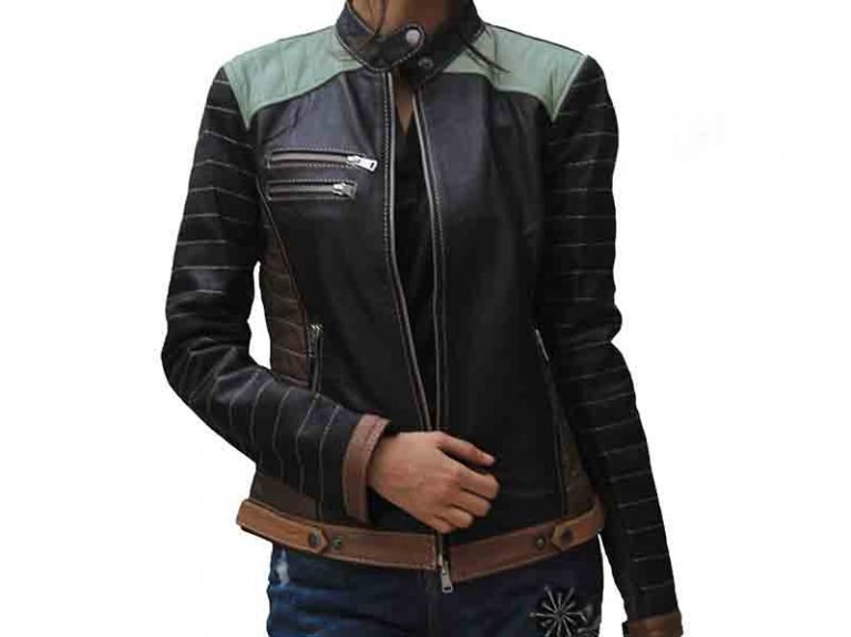 Alia Metallic Black Real Leather Jacket