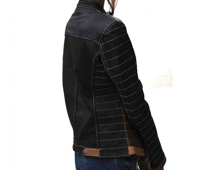 Alia Metallic Black Real Leather Jacket - Image 4