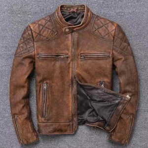 Mens Brown Biker Classic Real Leather Jacket
