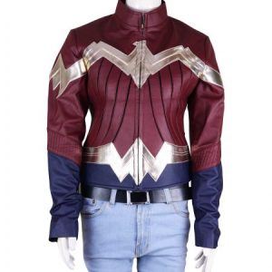 Wonder Woman Diana Maroon Leather Jacket