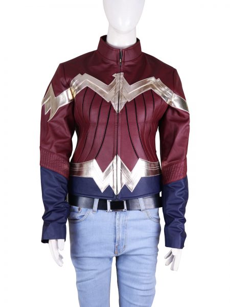 Wonder Woman Diana Maroon Leather Jacket