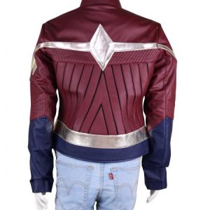 Alternative view of Wonder Woman Diana Maroon Leather Jacket