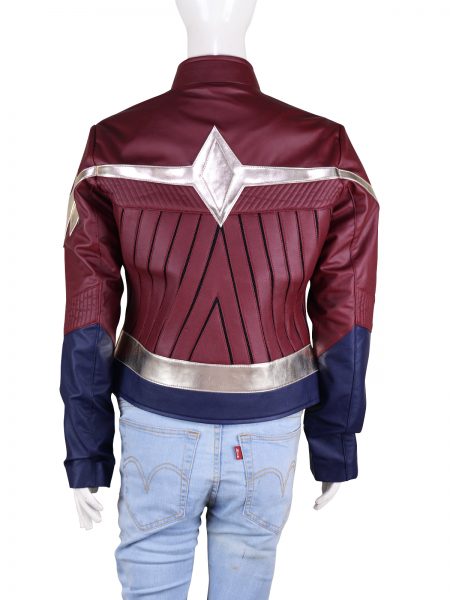 Wonder Woman Diana Maroon Leather Jacket - Image 2