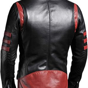 Alternative view of X-Men Origins Wolverine Red Black Leather Jacket, Men's Leather Jacket
