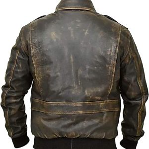 Alternative view of A2 Aviator Flight Bomber Distressed Leather Jacket