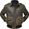 A2 Aviator Flight Bomber Distressed Leather Jacket