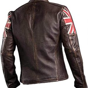 Alternative view of United Kingdom Flag Cafe Racer Leather Jacket