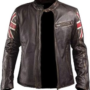 United Kingdom Flag Cafe Racer Leather Jacket