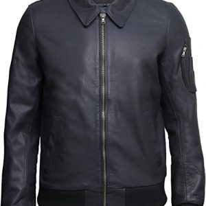 Mens Leather Biker Jacket Genuine Cowhide Analine