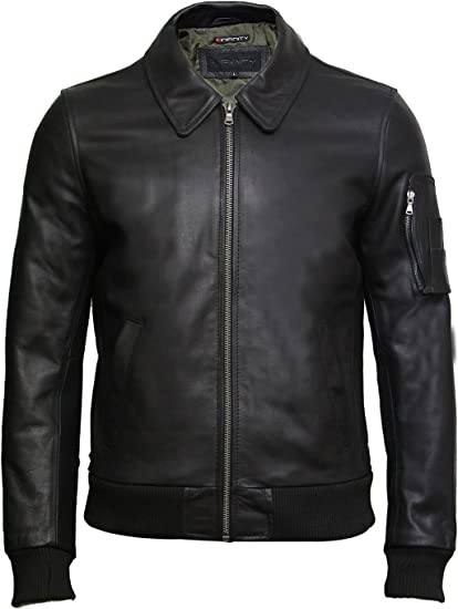 Mens Leather Black Biker Jacket Genuine Cowhide Analine