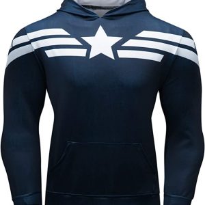 Mens Superhero Pullover Captain America Hoodie SweatShirt