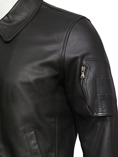 Mens Leather Black Biker Jacket Genuine Cowhide Analine - Image 2