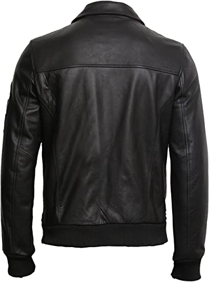 Mens Leather Black Biker Jacket Genuine Cowhide Analine - Image 3