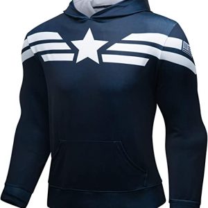 Alternative view of Mens Superhero Pullover Captain America Hoodie SweatShirt