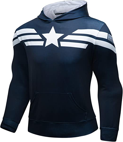Mens Superhero Pullover Captain America Hoodie SweatShirt - Image 2