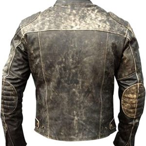 Alternative view of Men's Antique Cafe Racer Motorcycle Retro Vintage Quilted Distressed Leather Biker Black Jacket