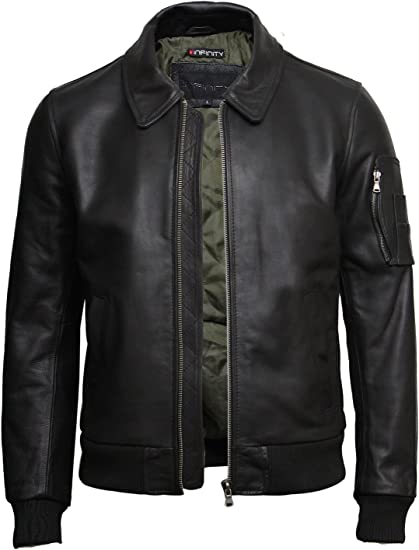 Mens Leather Black Biker Jacket Genuine Cowhide Analine - Image 4