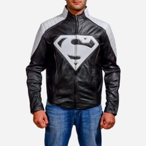 SUPERMAN BLACK & WHITE LEATHER JACKET