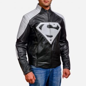 Alternative view of SUPERMAN BLACK & WHITE LEATHER JACKET