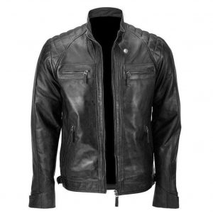 Alternative view of Men's Skull Quilted Embossed Leather Jacket