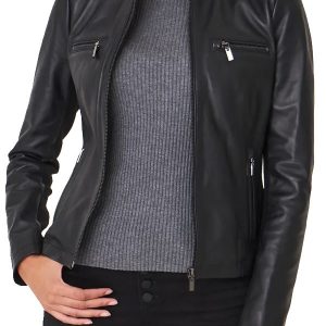 Alternative view of Black Leather Biker Jacket Womens