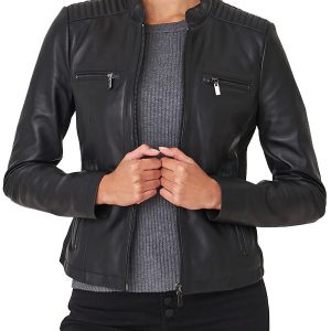 Black Leather Biker Jacket Womens