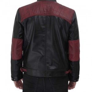 Alternative view of Black And Maroon Cafe Racer Leather Jacket