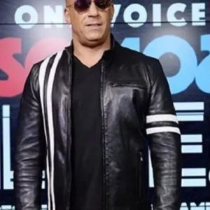 Vin Diesel Bloodshot Black White Stripes Leather Jacket