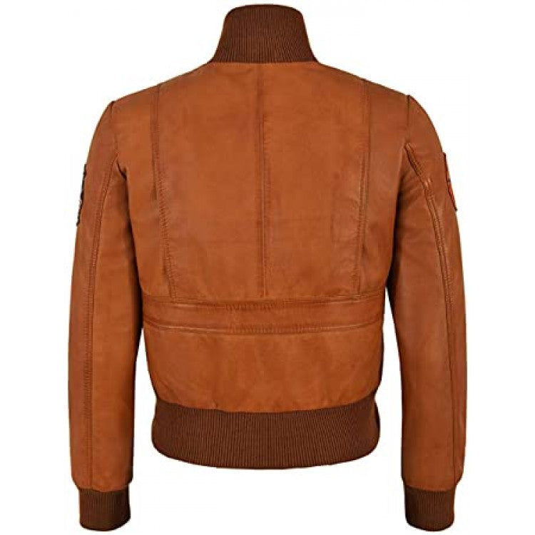 Top Gun Tan Brown Leather Bomber Jacket