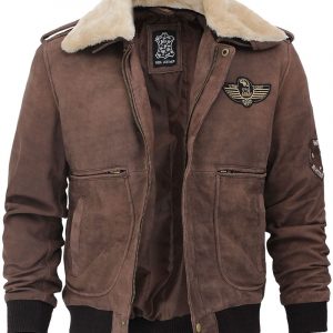 Top Gun Fur Collar Brown Bomber Jacket
