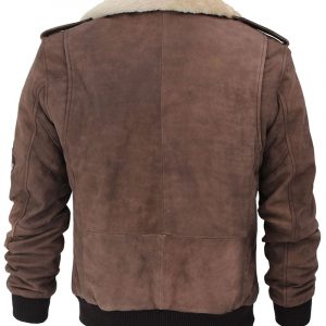 Alternative view of Top Gun Fur Collar Brown Bomber Jacket
