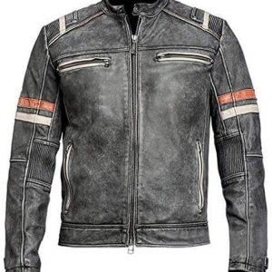Retro Vintage Cafe Racer Leather Jacket