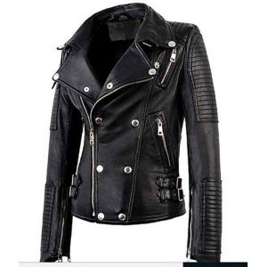 Women Genuine Sheepskin Biker Leather Jacket