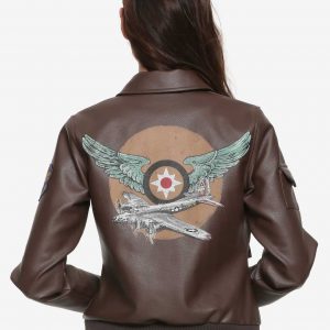 Alternative view of Carol Danvers Captain Marvel Flight Bomber Leather Jacket