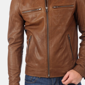 Mens Brown Biker Classic Real Leather jacket
