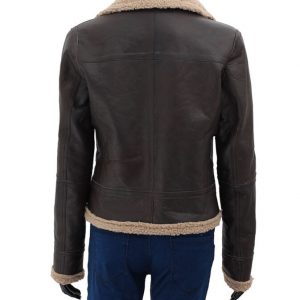 Womens Dark Brown Warm Shearling Leather Jacket