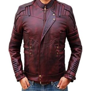 Guardians of The Galaxy 2 Chris Pratt Maroon Leather Jacket