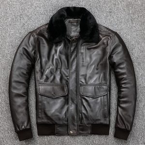 Alternative view of Mens US Shearling Fur G-1 Bomber Flight Jacket
