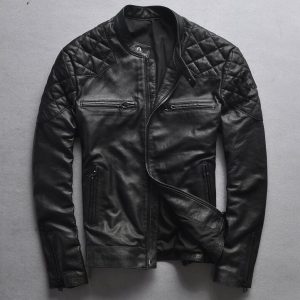 Motorcycle Jacket David Beckham Style slim fit Vintage Genuine leather jacket