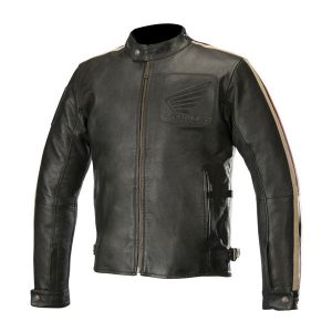 Mens Honda Retro Vintage Leather Biker Jacket