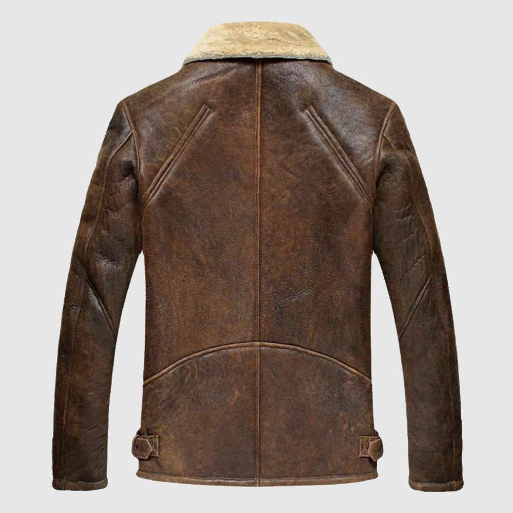 Aquaman Justice League Brown Leather Fur Jacket - Image 2