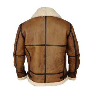 Alternative view of Mens Distressed Brown Shearling B3 Bomber Jacket