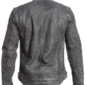 Alternative view of Men's Distressed Cafe Racer Leather Biker Jacket