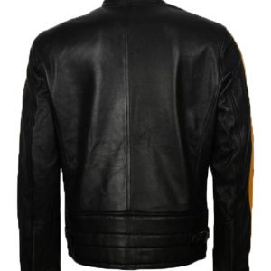 Alternative view of Mens Cafe Racer Yellow Star Leather Jacket
