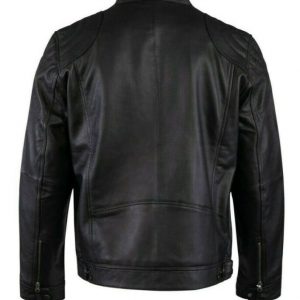 Alternative view of Men and Women Vintage USA Flag Biker Black Leather Jacket