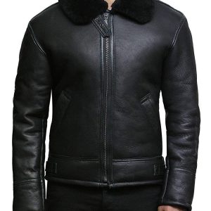 Men’s Black B3 Real Shearling Sheepskin Leather Jacket