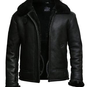 Alternative view of Men’s Black B3 Real Shearling Sheepskin Leather Jacket